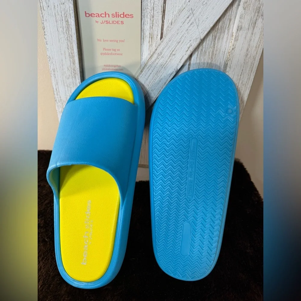 J SLIDES, SQUISH Turquoise/Yellow EVA Size 8 and‎ 10 New in box